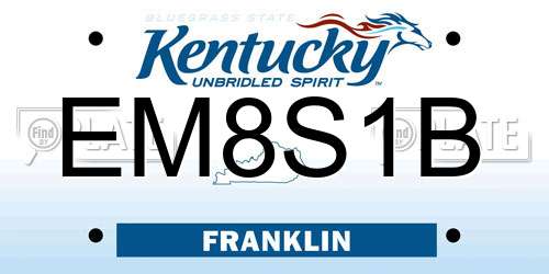 EM8S1B Kentucky License Plate