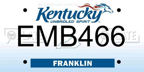 EMB466 Kentucky License Plate