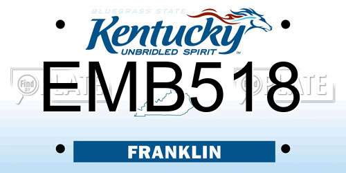 EMB518 Kentucky License Plate