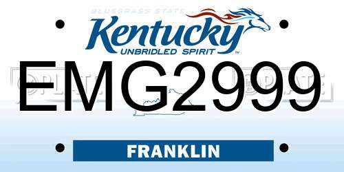 EMG2999 Kentucky License Plate