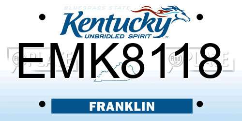 EMK8118 Kentucky License Plate