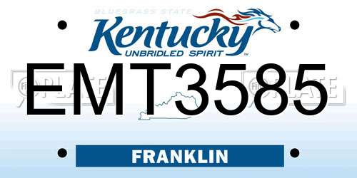 EMT3585 Kentucky License Plate