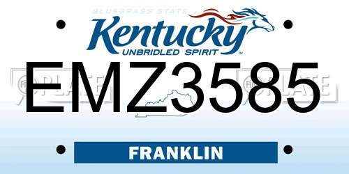 EMZ3585 Kentucky License Plate