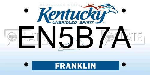 EN5B7A Kentucky License Plate