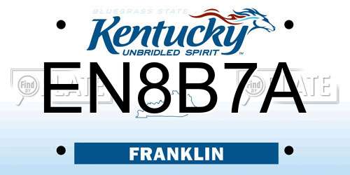 EN8B7A Kentucky License Plate