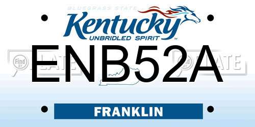 ENB52A Kentucky License Plate