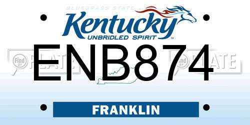 ENB874 Kentucky License Plate