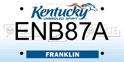 ENB87A Kentucky License Plate