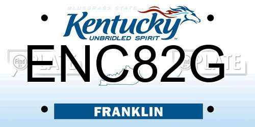 ENC82G Kentucky License Plate