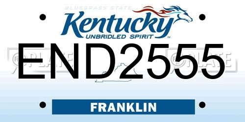 END2555 Kentucky License Plate