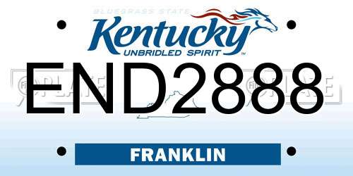 END2888 Kentucky License Plate