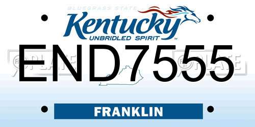 END7555 Kentucky License Plate