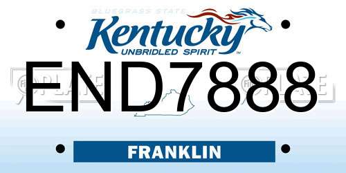 END7888 Kentucky License Plate