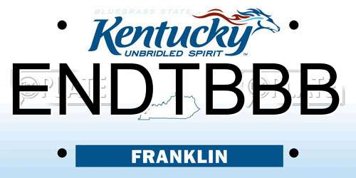 ENDTBBB Kentucky License Plate