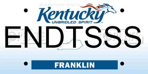 ENDTSSS Kentucky License Plate