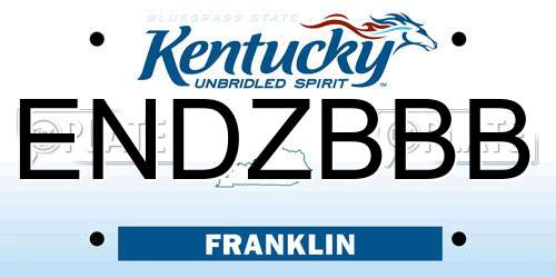 ENDZBBB Kentucky License Plate