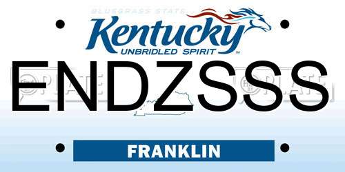ENDZSSS Kentucky License Plate