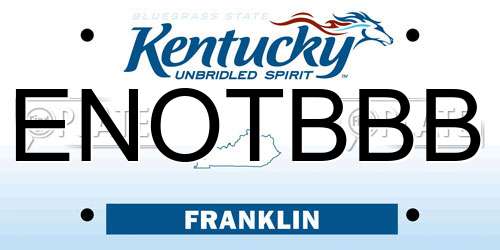 ENOTBBB Kentucky License Plate