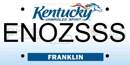 ENOZSSS Kentucky License Plate