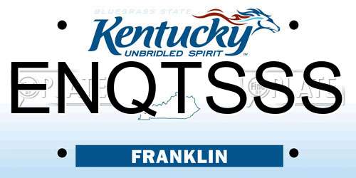 ENQTSSS Kentucky License Plate