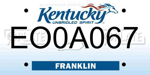 EO0A067 Kentucky License Plate