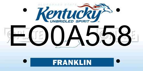 EO0A558 Kentucky License Plate