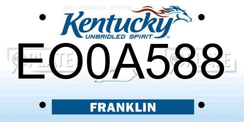 EO0A588 Kentucky License Plate