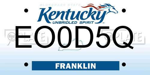 EO0D5Q Kentucky License Plate
