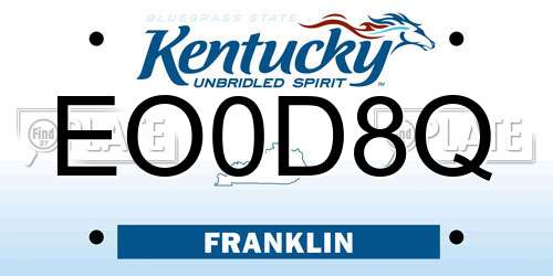 EO0D8Q Kentucky License Plate