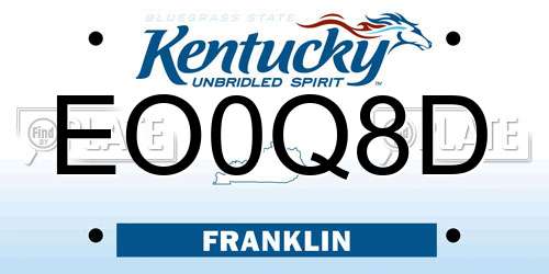 EO0Q8D Kentucky License Plate