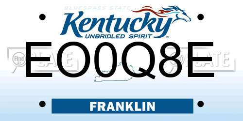 EO0Q8E Kentucky License Plate