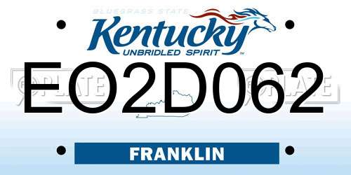 EO2D062 Kentucky License Plate