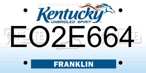 EO2E664 Kentucky License Plate