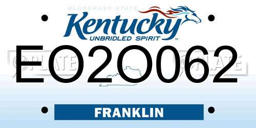 EO2O062 Kentucky License Plate