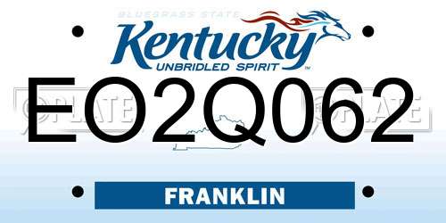 EO2Q062 Kentucky License Plate