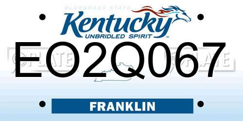 EO2Q067 Kentucky License Plate