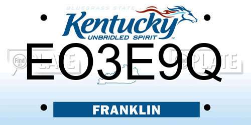 EO3E9Q Kentucky License Plate