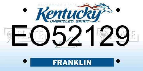 EO52129 Kentucky License Plate