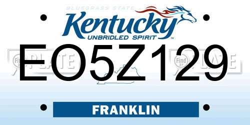 EO5Z129 Kentucky License Plate