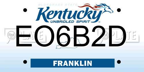 EO6B2D Kentucky License Plate
