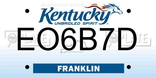 EO6B7D Kentucky License Plate