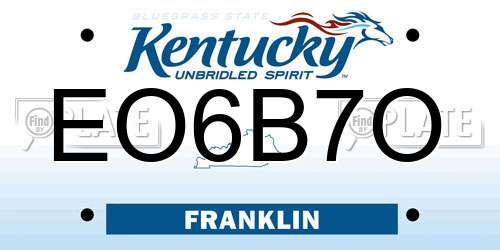 EO6B7O Kentucky License Plate
