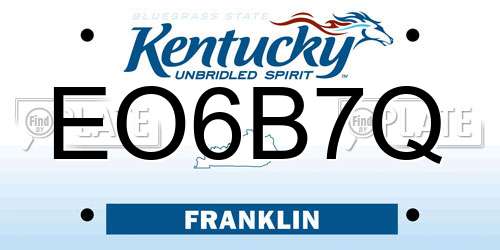 EO6B7Q Kentucky License Plate