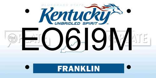 EO6I9M Kentucky License Plate