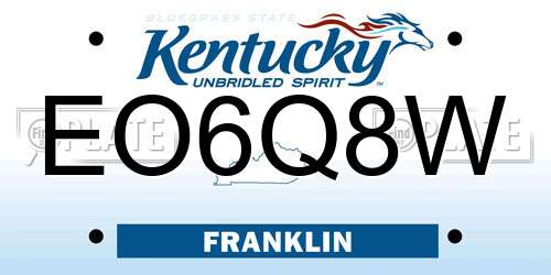 EO6Q8W Kentucky License Plate
