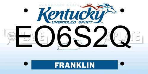 EO6S2Q Kentucky License Plate