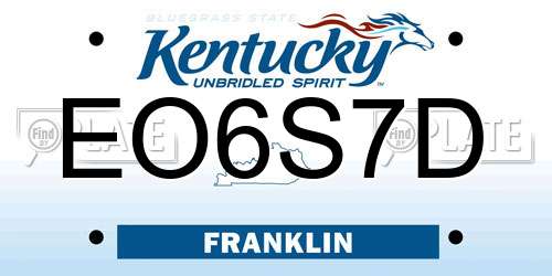 EO6S7D Kentucky License Plate