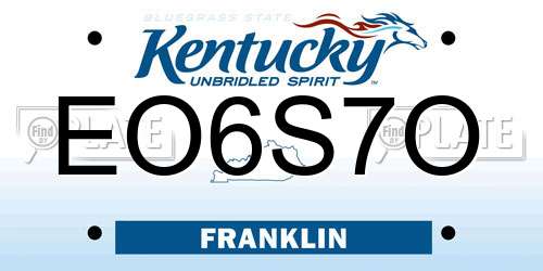 EO6S7O Kentucky License Plate
