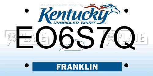 EO6S7Q Kentucky License Plate