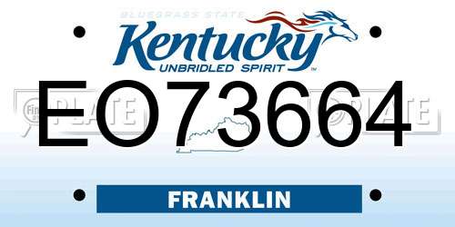 EO73664 Kentucky License Plate